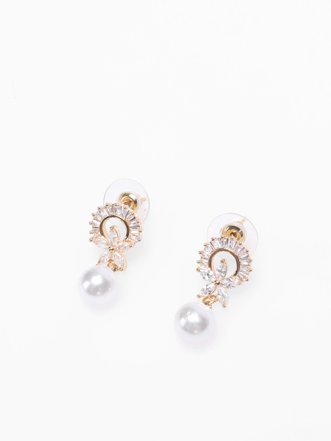 Boucles d'oreilles pendantes à perles et strass