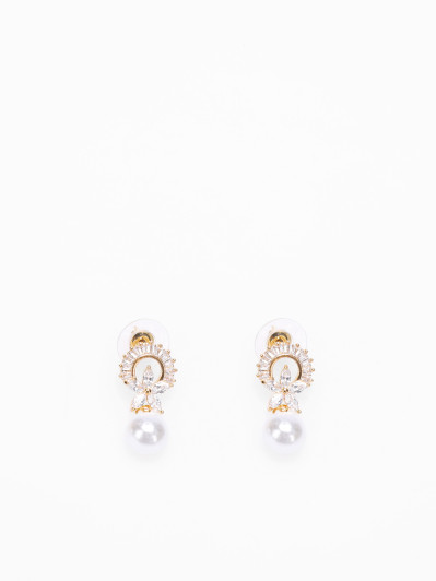 Boucles d'oreilles pendantes à perles et strass