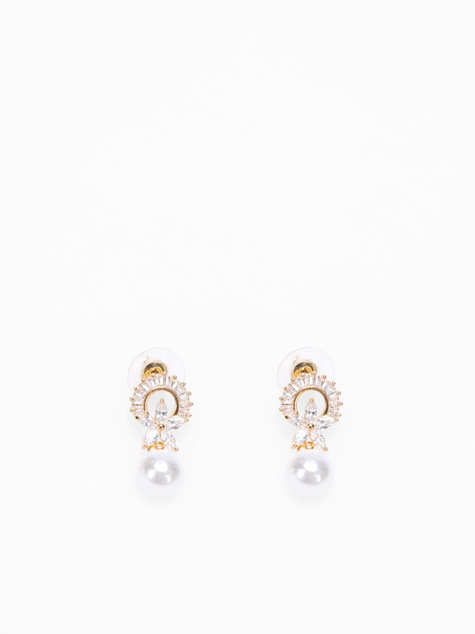 Boucles d'oreilles pendantes à perles et strass