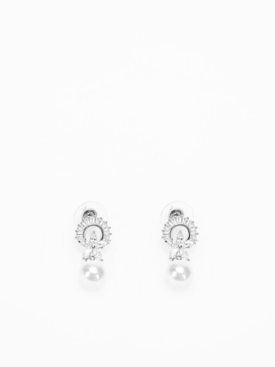 Boucles d'oreilles pendantes à perles et strass