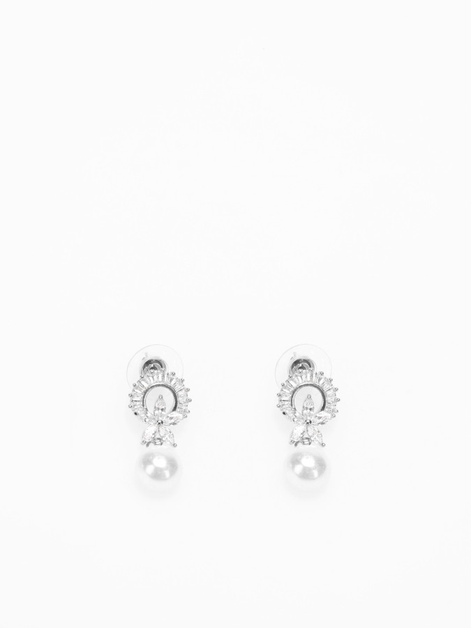 Boucles d'oreilles pendantes à perles et strass