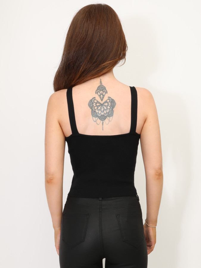 Top côtelé avec cœurs dorés