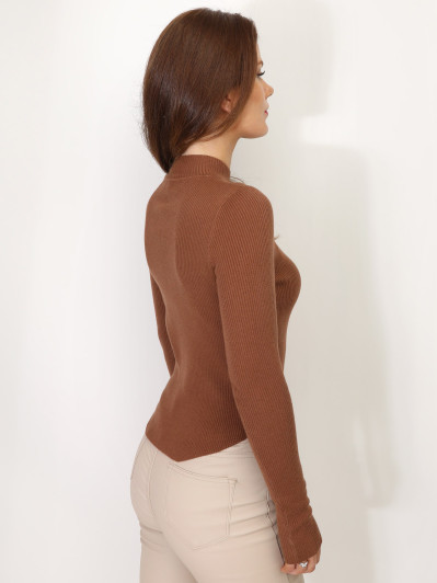 Sous pull côtelé à col montant