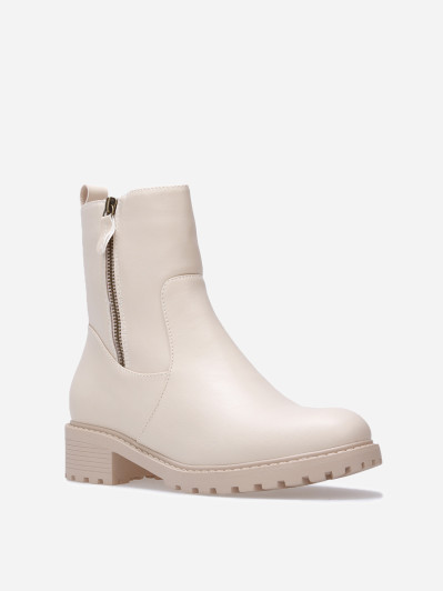 Bottines à empiècements et zip décoratif