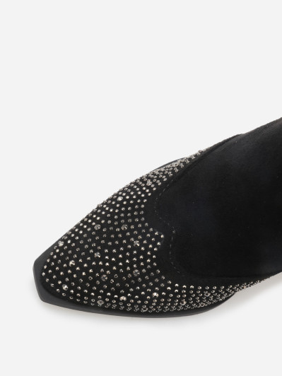 Santiags en suédine à strass