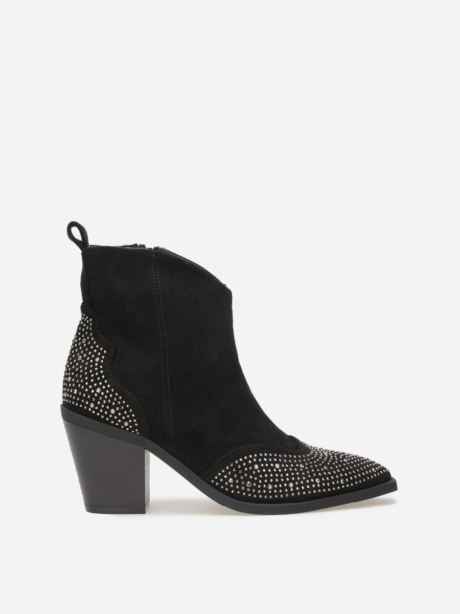 Santiags en suédine à strass