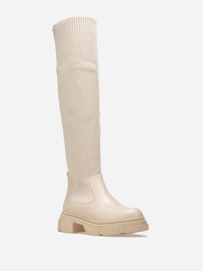 Cuissardes bi-matières à semelle chuncky