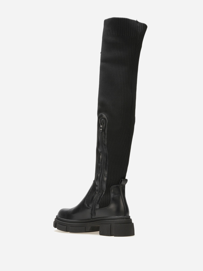 Cuissardes bi-matières à semelle chuncky