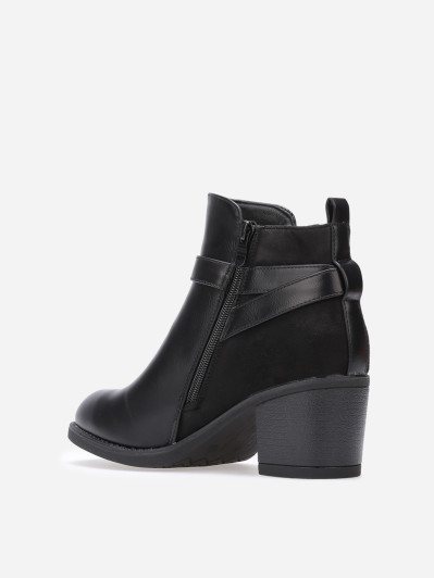 Bottines bi-matières à boucle dorée