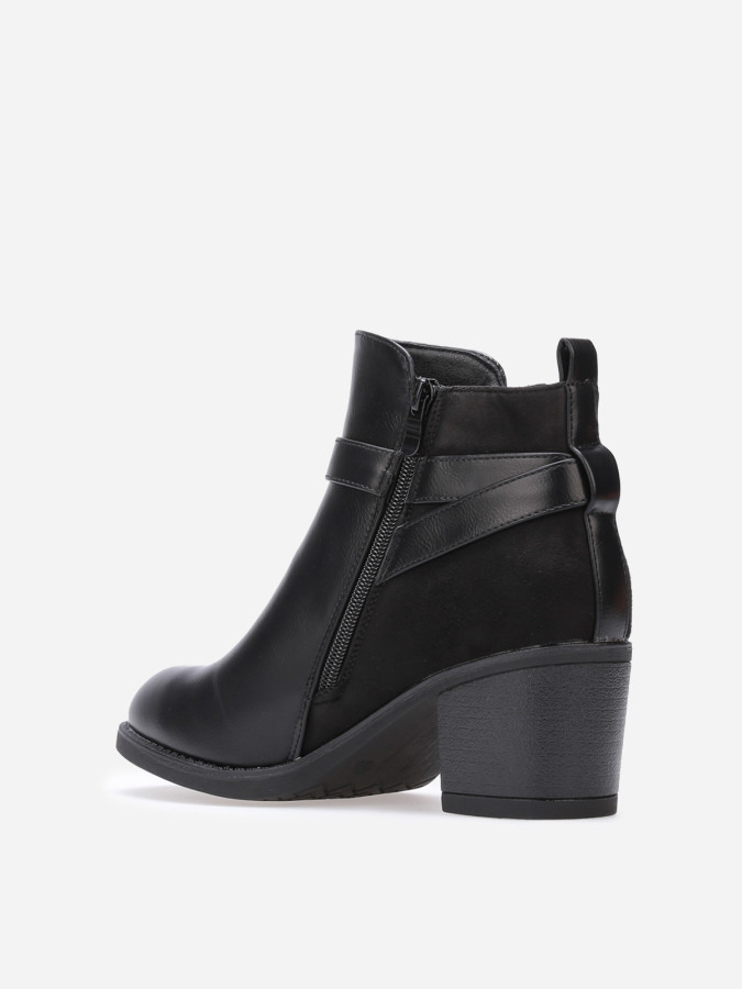 Bottines bi-matières à boucle dorée