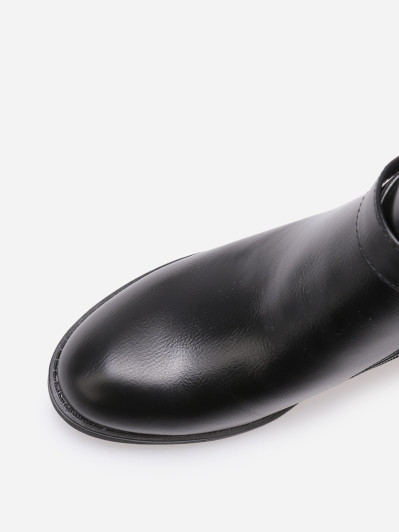 Bottines bi-matières à boucle dorée