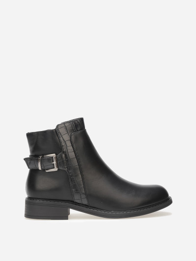 Bottines bi-matières à boucle métallique