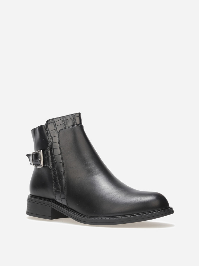 Bottines bi-matières à boucle métallique