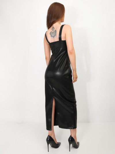 Robe longue et moulante en simili