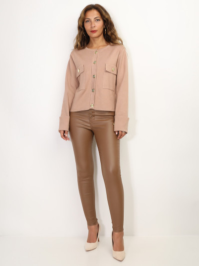 Cardigan avec poches à rabat et boutons dorés