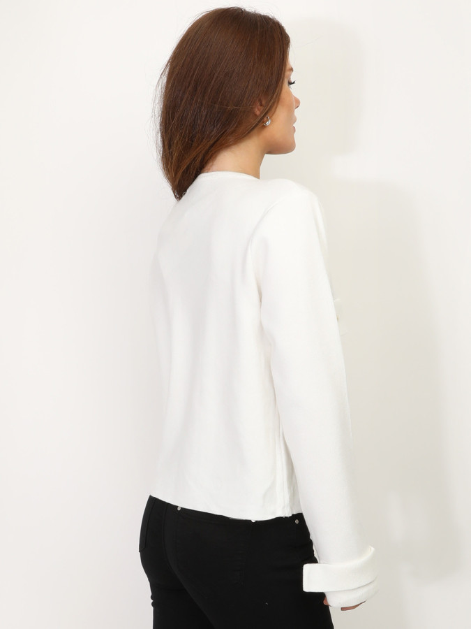 Cardigan avec poches à rabat et boutons dorés