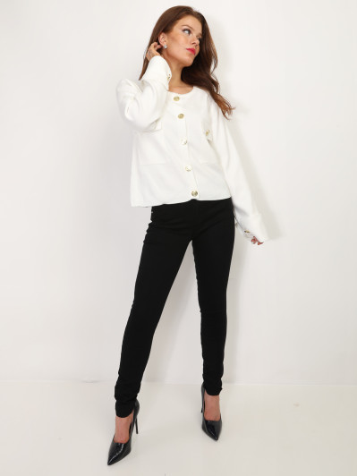 Cardigan avec poches à rabat et boutons dorés