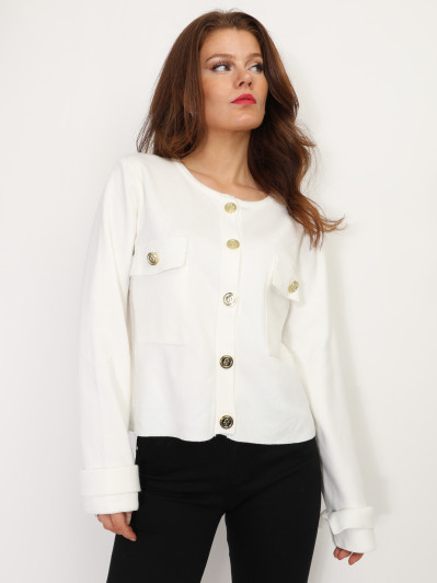 Cardigan avec poches à rabat et boutons dorés