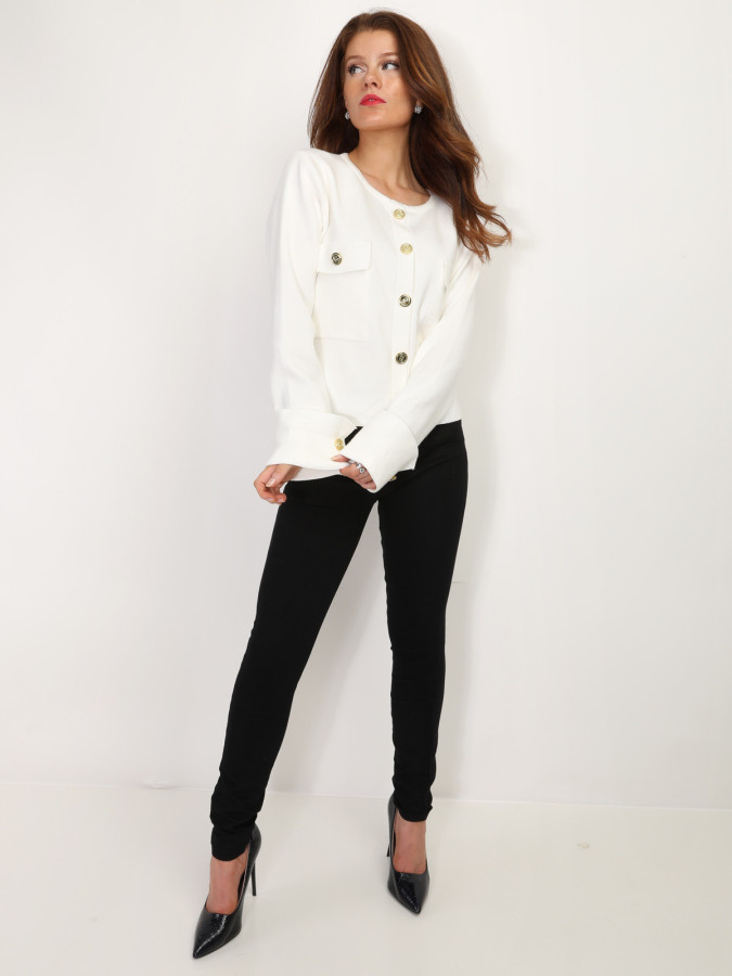 Cardigan avec poches à rabat et boutons dorés