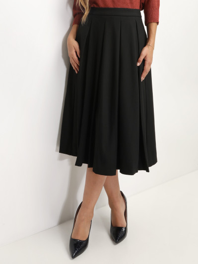 Jupe mi-longue évasée et plissée