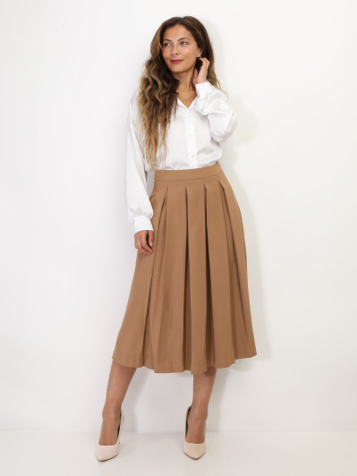 Jupe mi-longue évasée et plissée