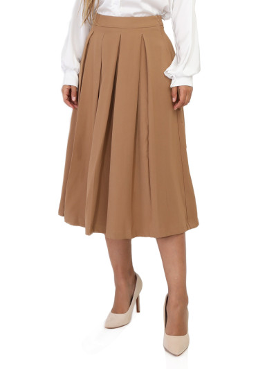 Jupe mi-longue évasée et plissée