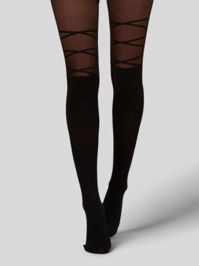 Collants effet bas avec laçage