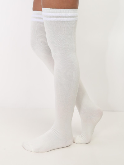 Chaussettes hautes à détails duveteux