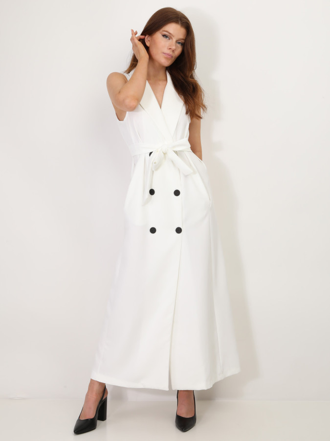 Robe longue style blazer à nouer