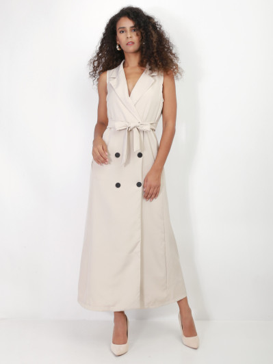 Robe longue style blazer à nouer