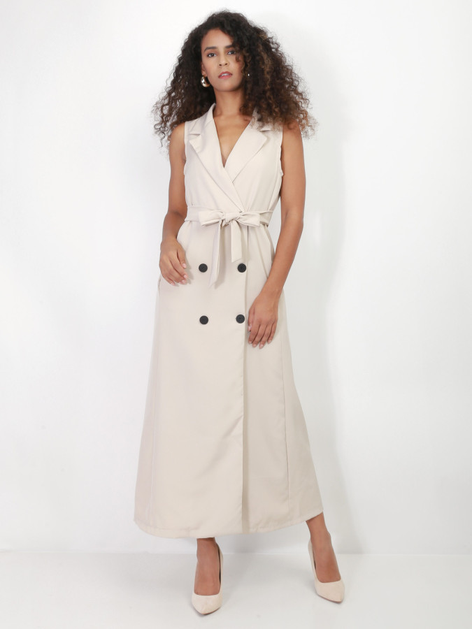 Robe longue style blazer à nouer