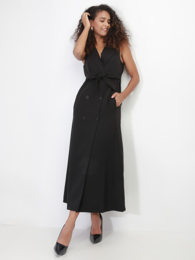 Robe longue style blazer à nouer