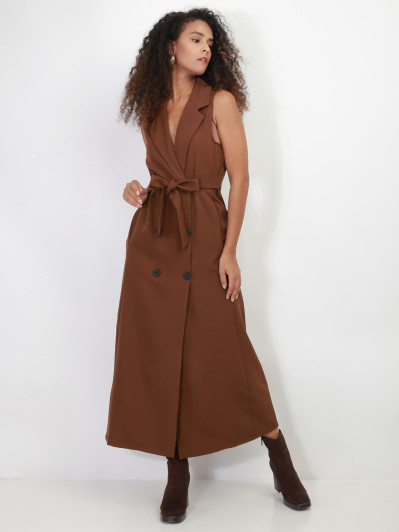 Robe longue style blazer à nouer