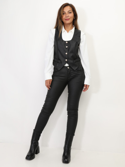 Veston en simili cintré à boutons