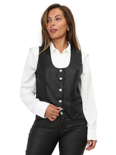 Veston en simili cintré à boutons
