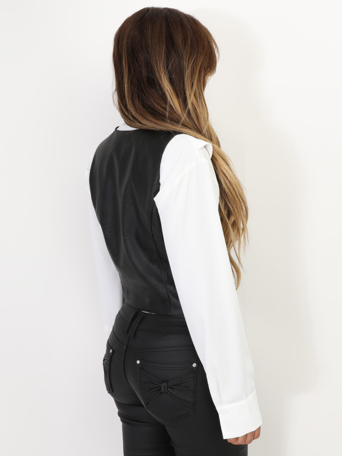 Veston en simili cintré à boutons