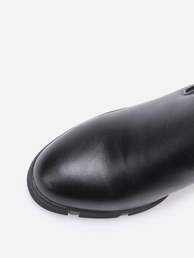 Bottines bi-matières à plateforme texturée