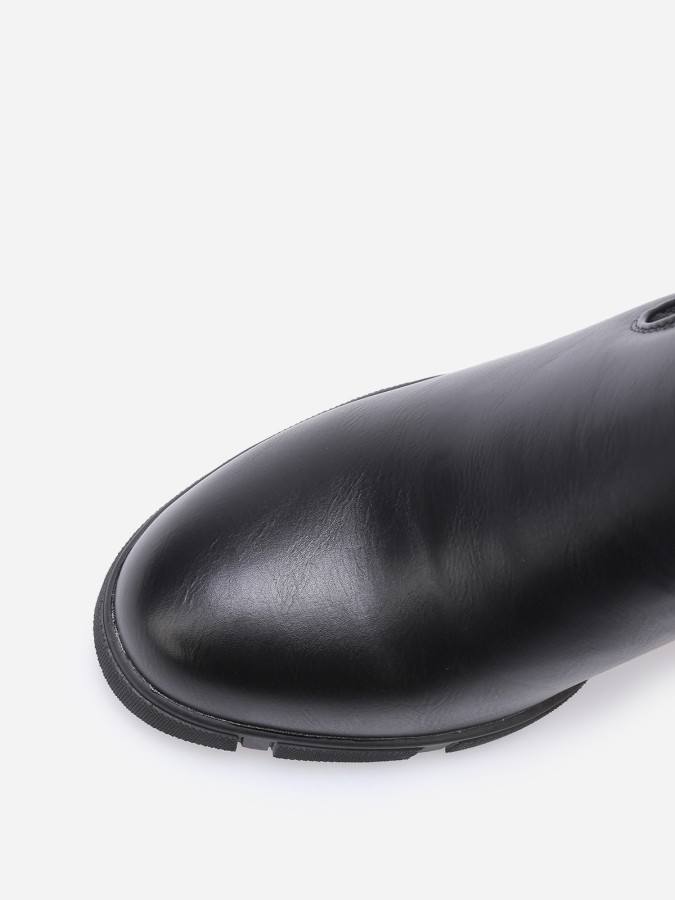 Bottines bi-matières à plateforme texturée