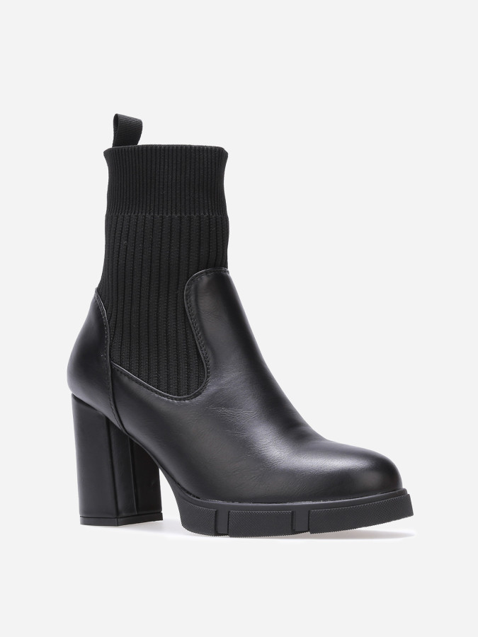 Bottines bi-matières à plateforme texturée