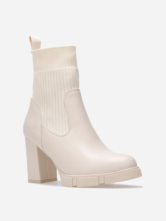 Bottines bi-matières à plateforme texturée