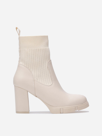 Bottines bi-matières à plateforme texturée