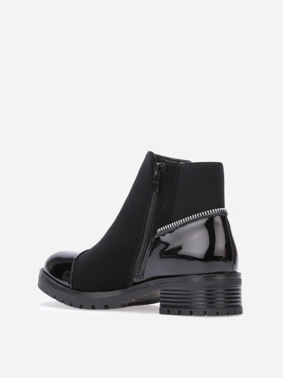 Bottines multi-matières à zip décoratif