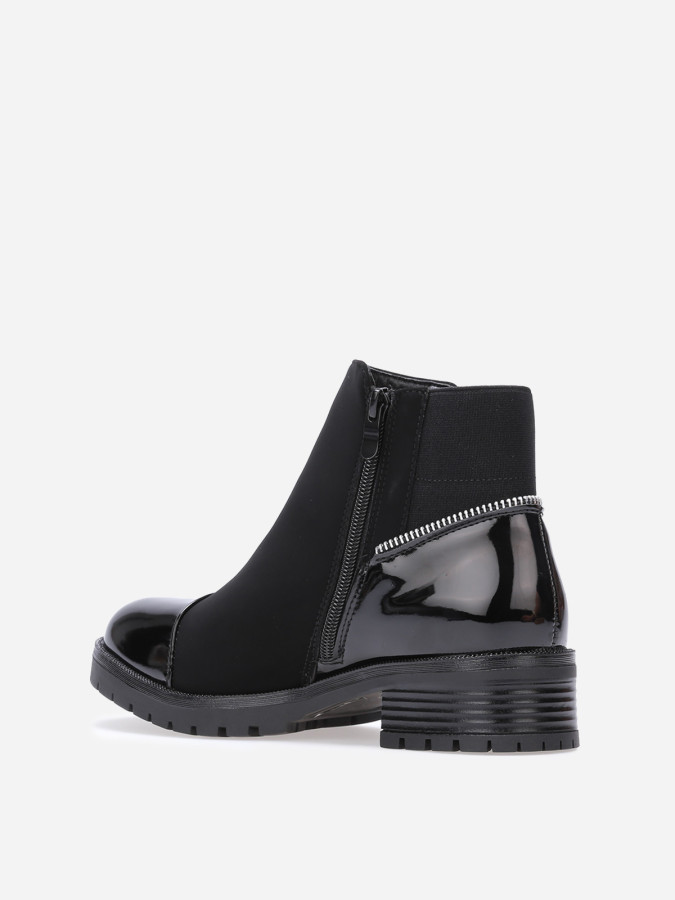 Bottines multi-matières à zip décoratif