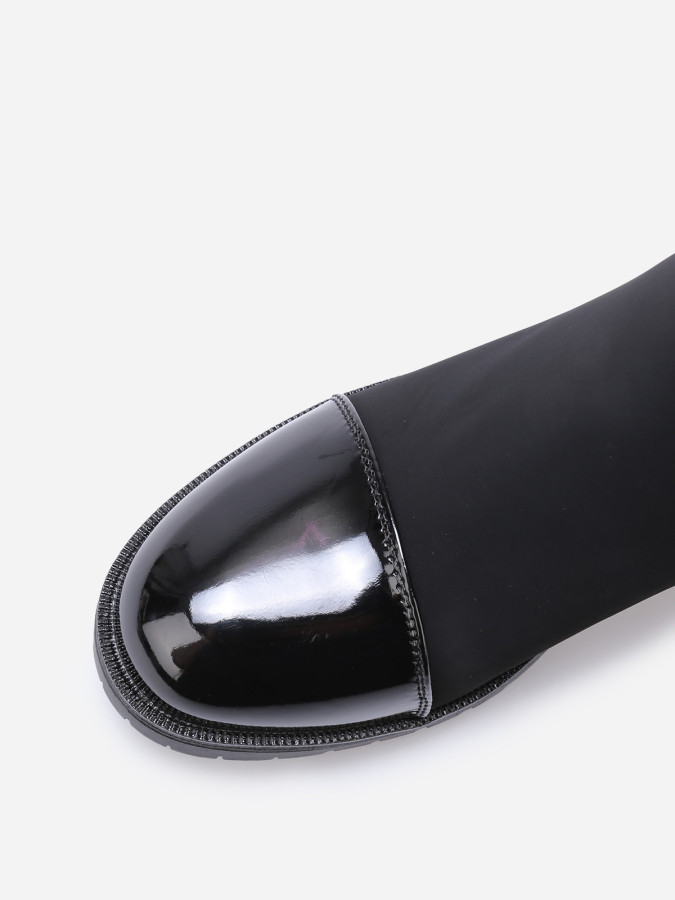 Bottines multi-matières à zip décoratif