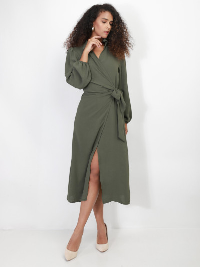 Robe cache-coeur longue à nouer