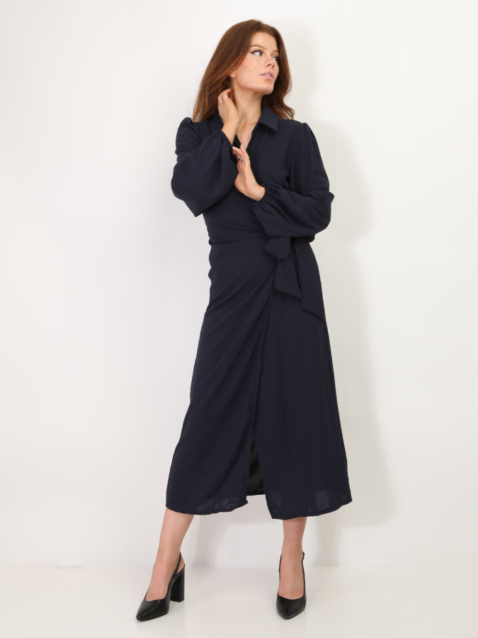 Robe cache-coeur longue à nouer