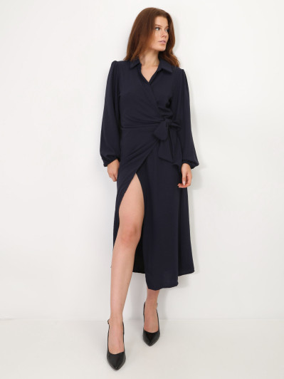 Robe cache-coeur longue à nouer