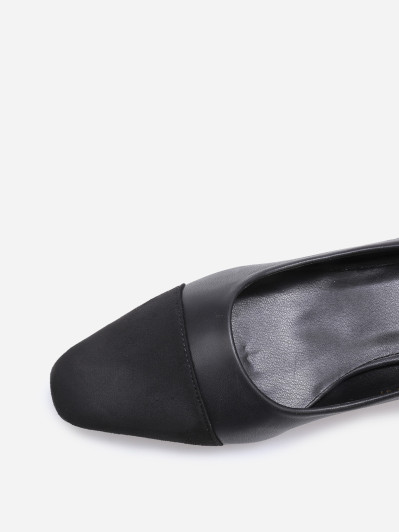 Escarpins bi-matières à bout carré grandes tailles