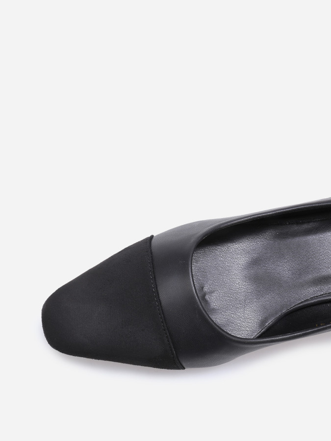 Escarpins bi-matières à bout carré grandes tailles