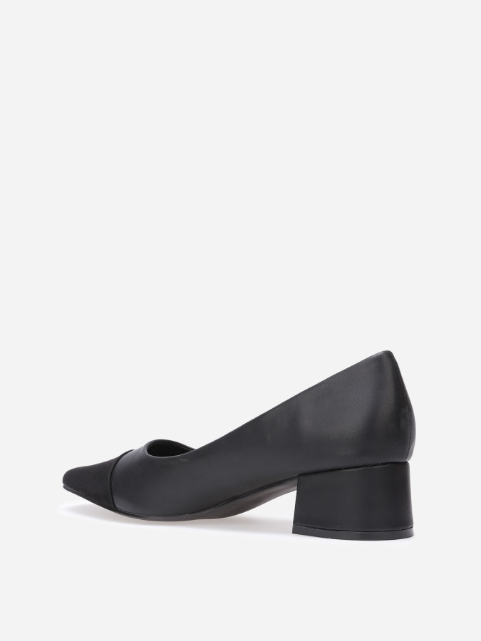 Escarpins bi-matières à bout carré grandes tailles